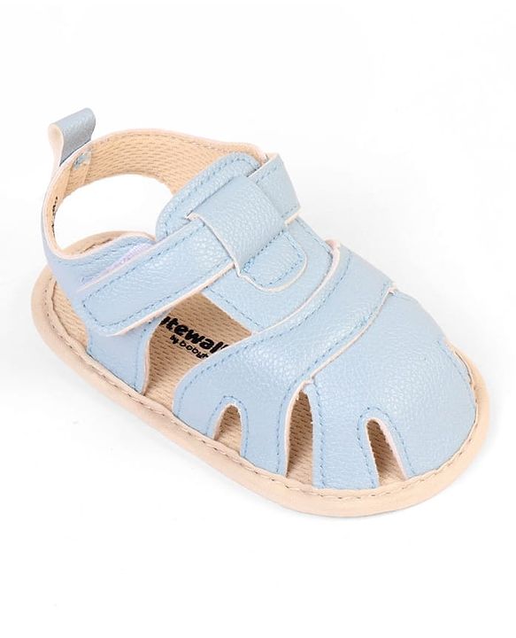 Cute Walk by Babyhug Velcro Closure Solid Booties - Light Blue