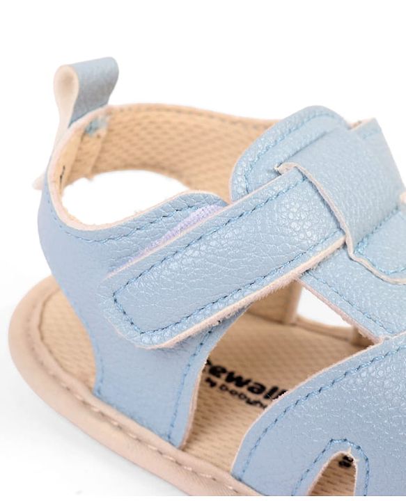 Cute Walk by Babyhug Velcro Closure Solid Booties - Light Blue