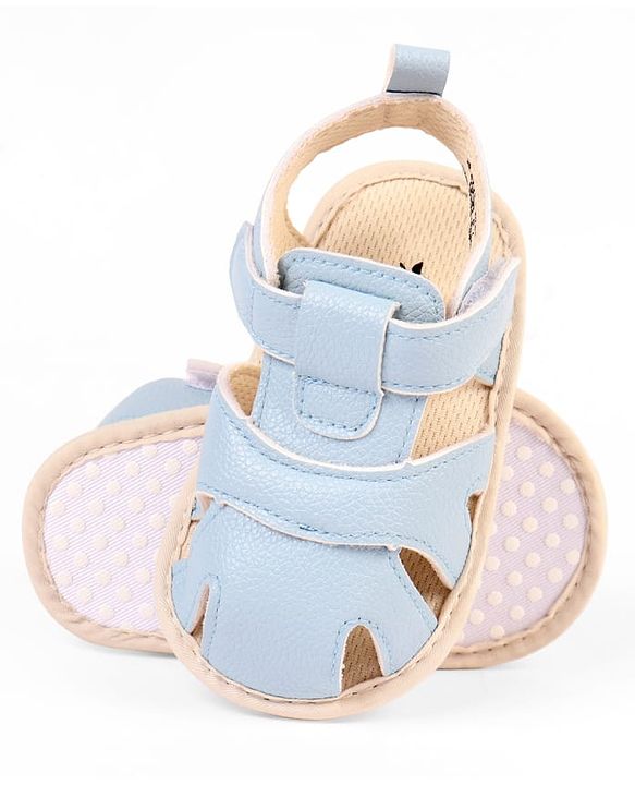 Cute Walk by Babyhug Velcro Closure Solid Booties - Light Blue