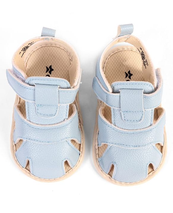 Cute Walk by Babyhug Velcro Closure Solid Booties - Light Blue