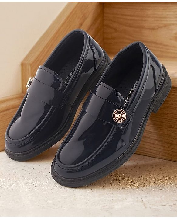 Cute Walk by Babyhug Slip On Formal Wear Loafer With Applique - Navy Blue