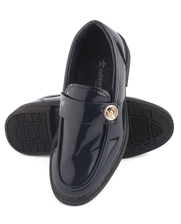 Cute Walk by Babyhug Slip On Formal Wear Loafer With Applique - Navy Blue