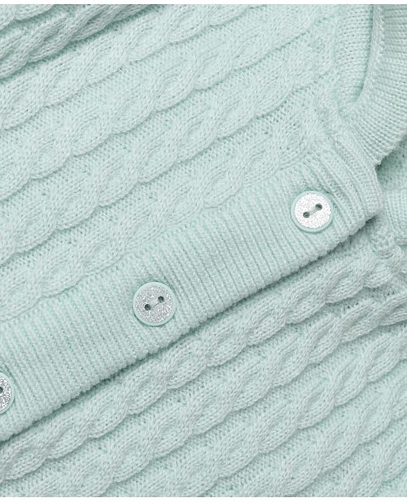 Babyhug Knit Full Sleeves Front Open Hooded Sweaters With Cable Knit Design - Mint