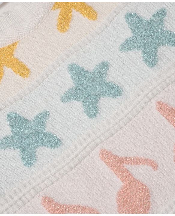 Babyhug Full Sleeves Knit Pullovers With Star Design - White