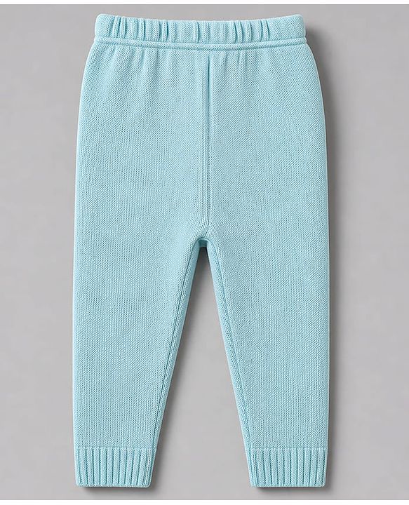 Babyhug Knit Full Sleeves Sweater Set With Cable Knit - Light Blue