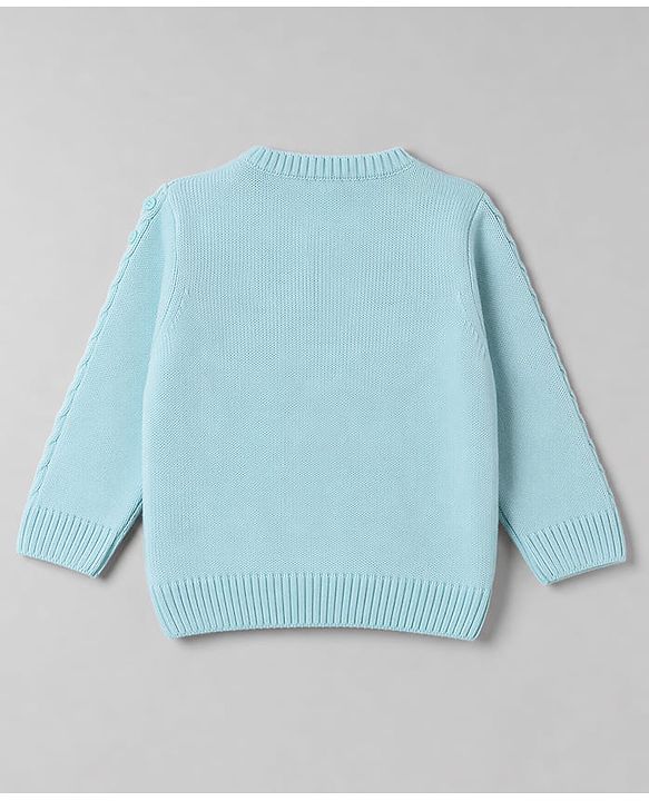 Babyhug Knit Full Sleeves Sweater Set With Cable Knit - Light Blue