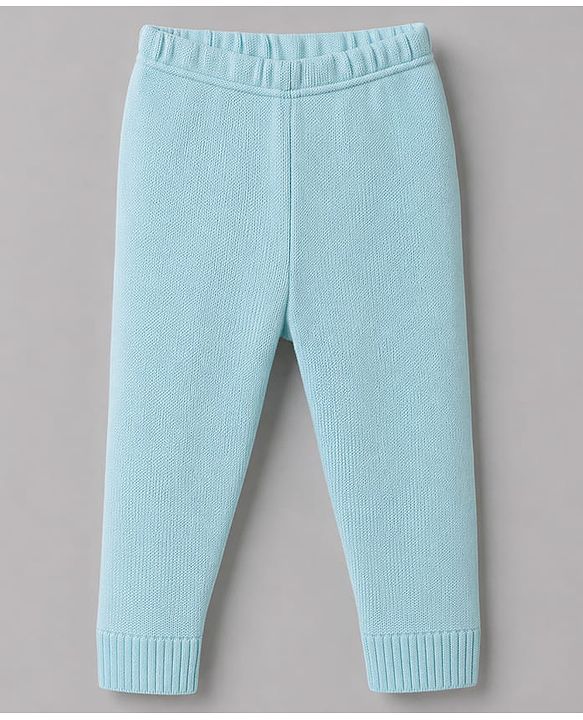 Babyhug Knit Full Sleeves Sweater Set With Cable Knit - Light Blue
