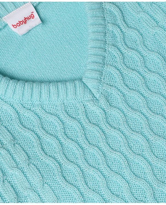 Babyhug Knit Full Sleeves Sweater Set With Cable Knit - Light Blue