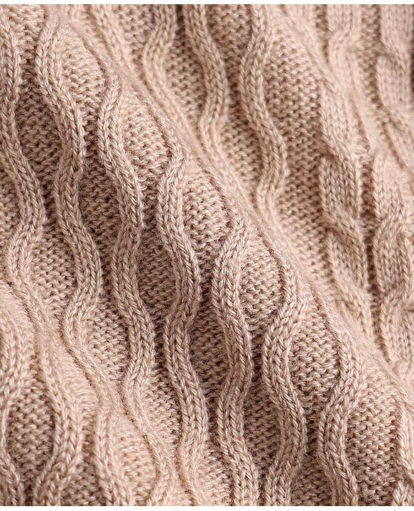 Babyhug Knit Full Sleeves Sweater Set With Cable Knit - Light Brown