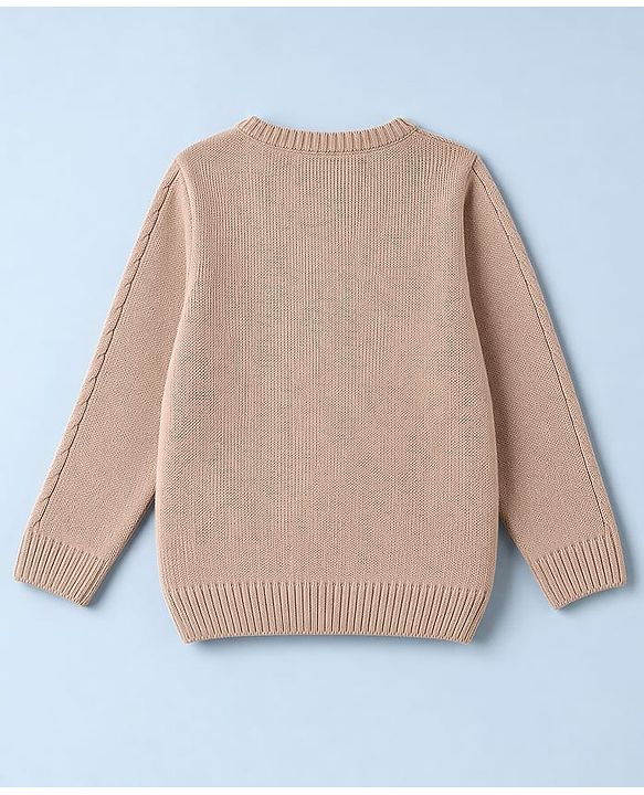Babyhug Knit Full Sleeves Sweater Set With Cable Knit - Light Brown
