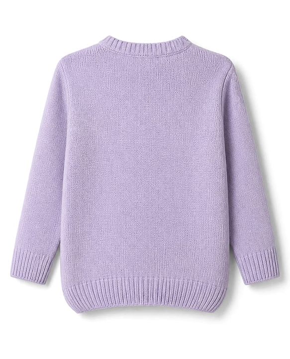 Babyhug Knit Full Sleeves Sweater Set with Cable Knit Design - Purple