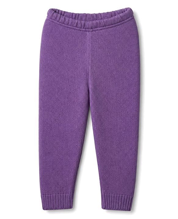 Babyhug Knit Full Sleeves Sweater Set with Cable Knit Design - Purple