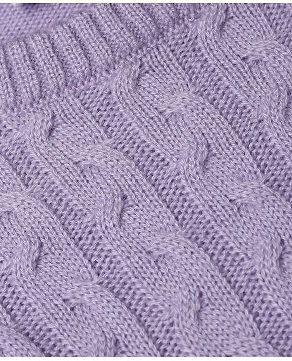 Babyhug Knit Full Sleeves Sweater Set with Cable Knit Design - Purple