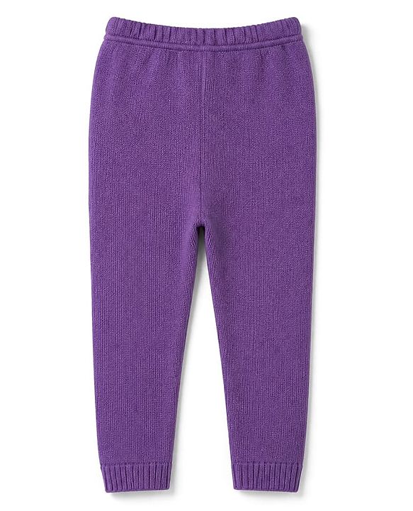 Babyhug Knit Full Sleeves Sweater Set with Cable Knit Design - Purple