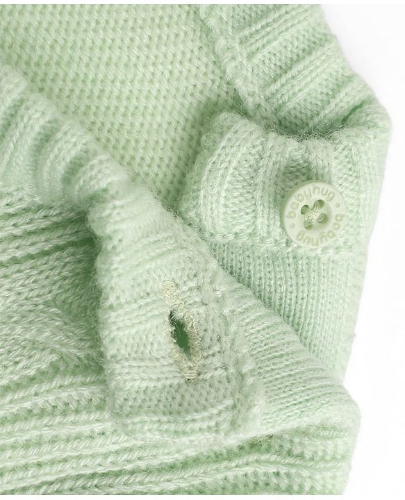 Babyhug Knit Full Sleeves Sweater Set With Cable Knit Design - Light Green