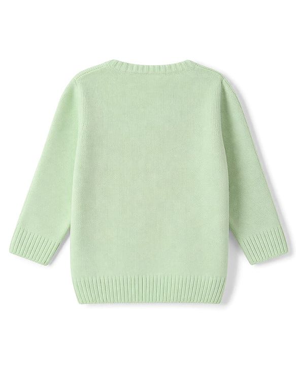 Babyhug Knit Full Sleeves Sweater Set With Cable Knit Design - Light Green