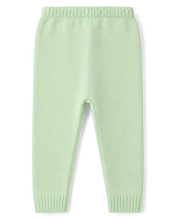 Babyhug Knit Full Sleeves Sweater Set With Cable Knit Design - Light Green