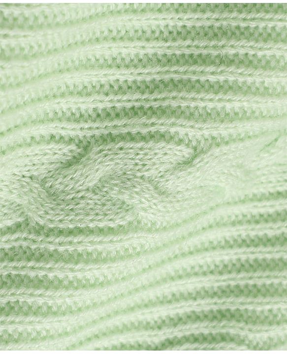 Babyhug Knit Full Sleeves Sweater Set With Cable Knit Design - Light Green
