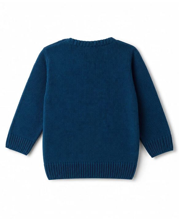 Babyhug Knit Full Sleeves Sweater Set With Cable Knit Design - Teal Blue