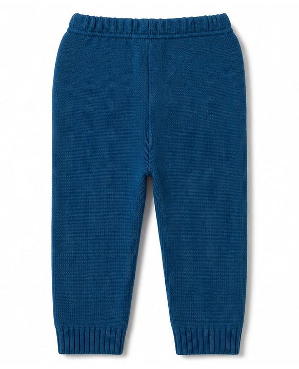 Babyhug Knit Full Sleeves Sweater Set With Cable Knit Design - Teal Blue