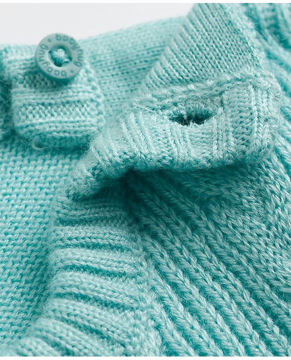 Babyhug Knit Full Sleeves Cable Design Sweater Set - Light Blue
