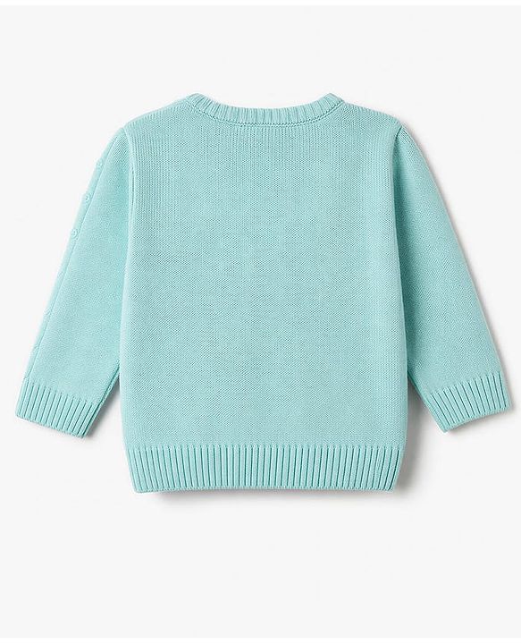 Babyhug Knit Full Sleeves Cable Design Sweater Set - Light Blue