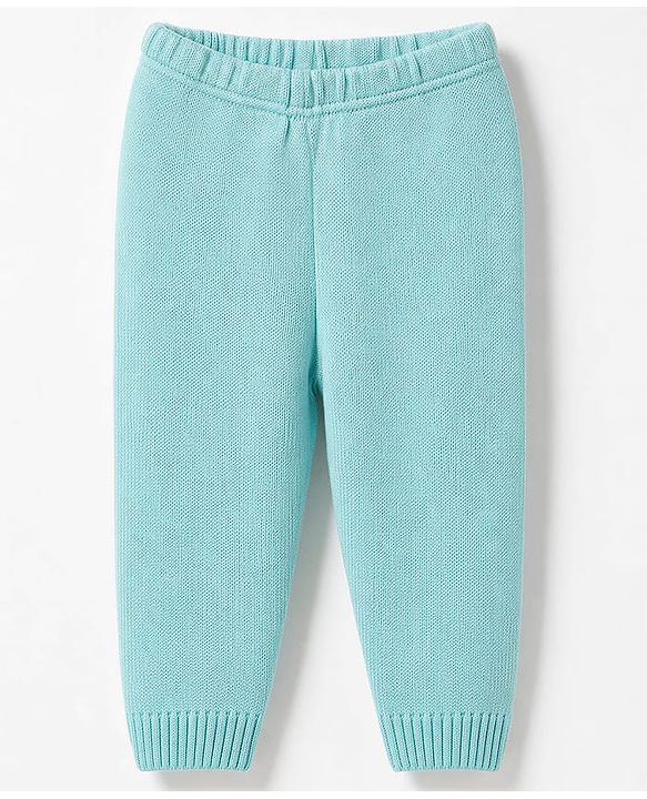 Babyhug Knit Full Sleeves Cable Design Sweater Set - Light Blue
