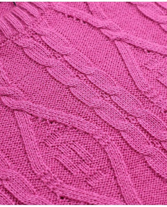 Babyhug Knit Sweater Set with Full Sleeves and Cable Knit in Fuchsia