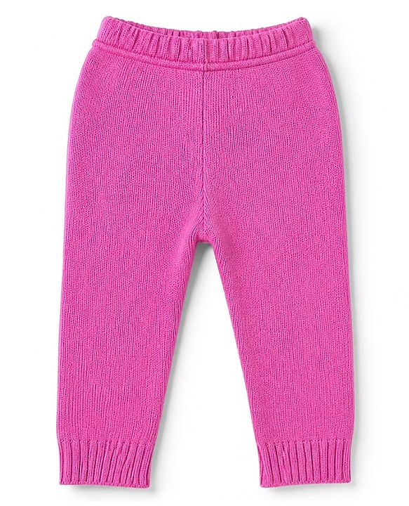 Babyhug Knit Sweater Set with Full Sleeves and Cable Knit in Fuchsia