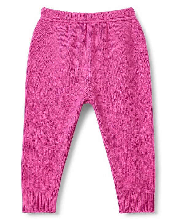 Babyhug Knit Sweater Set with Full Sleeves and Cable Knit in Fuchsia