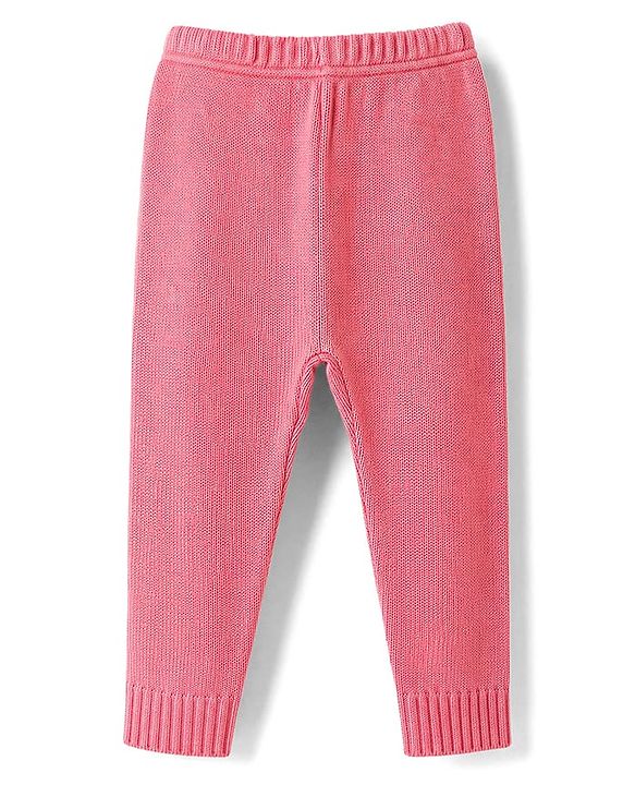 Babyhug Knit Full Sleeves Cable Design Sweater Set - Peach