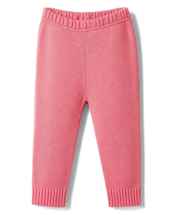 Babyhug Knit Full Sleeves Cable Design Sweater Set - Peach