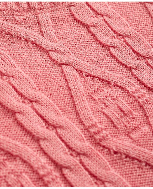 Babyhug Knit Full Sleeves Cable Design Sweater Set - Peach