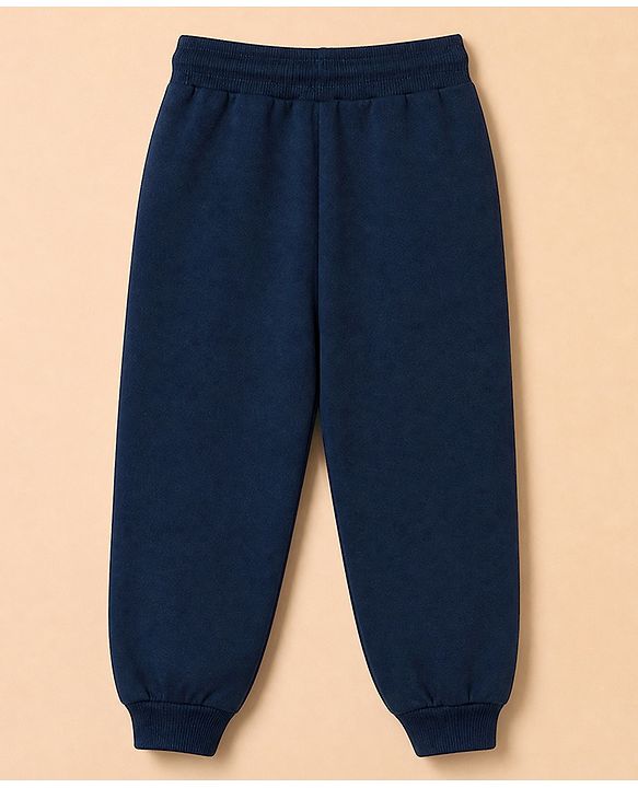 Babyhug Disney Terry Knit Full Sleeves Hooded T-shirt and Joggers Set With Mickey Mouse Graphic - Navy Blue