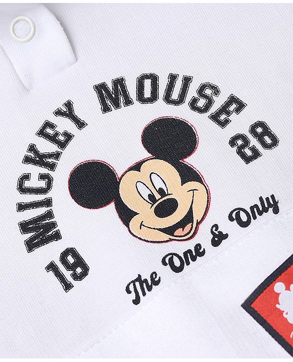 Babyhug Disney Terry Knit Full Sleeves Hooded T-shirt and Joggers Set With Mickey Mouse Graphic - Navy Blue