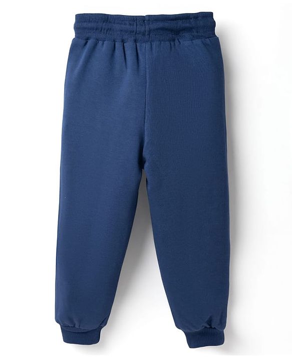 Babyhyug Disney 100% Cotton Terry Knit Full Sleeves T-Shirt & Jogger Set Mickey & Donald Print - Navy Blue