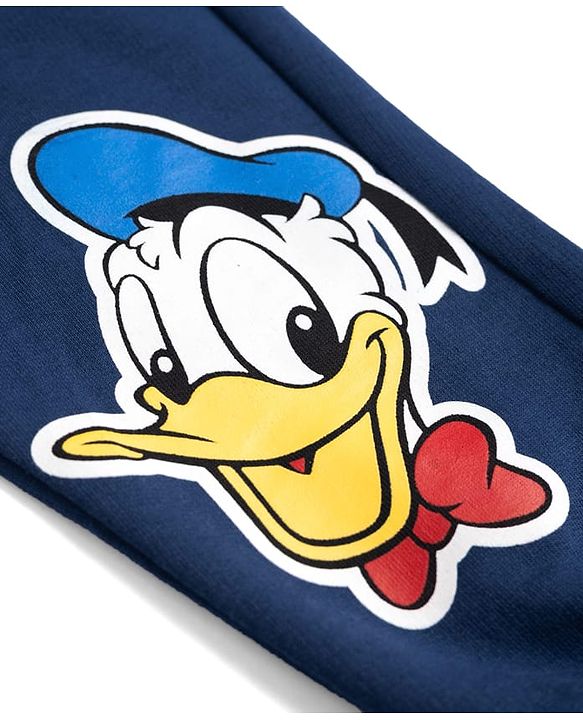 Babyhyug Disney 100% Cotton Terry Knit Full Sleeves T-Shirt & Jogger Set Mickey & Donald Print - Navy Blue