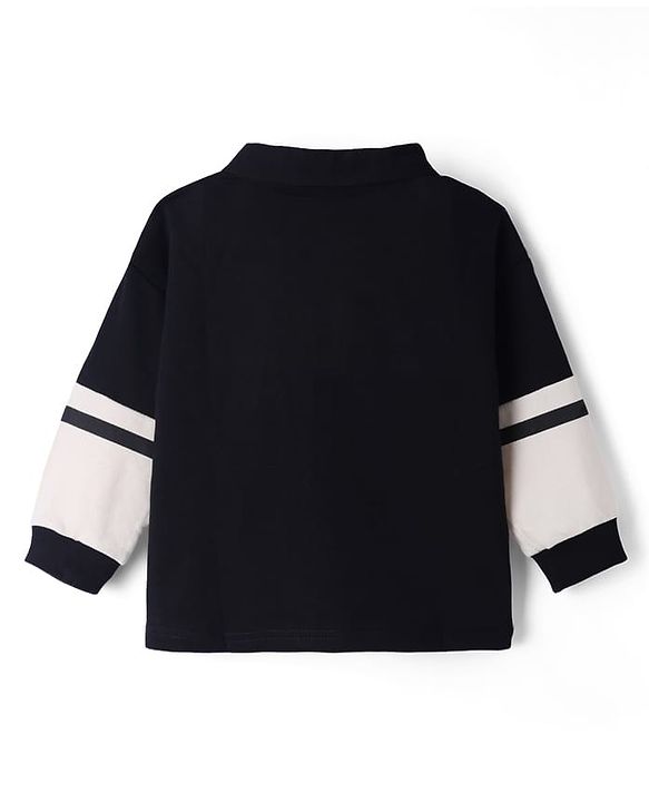 Babyhug Disney 100% Cotton Terry Knit T-Shirts with Full Sleeves and Mickey Mouse Print - Black White