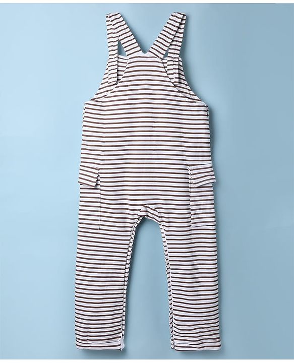 Babyhug Disney 100% Cotton Single Jersey Knit Full Sleeves Dungaree and Tee with The Lion King Graphic Print & Patch - White