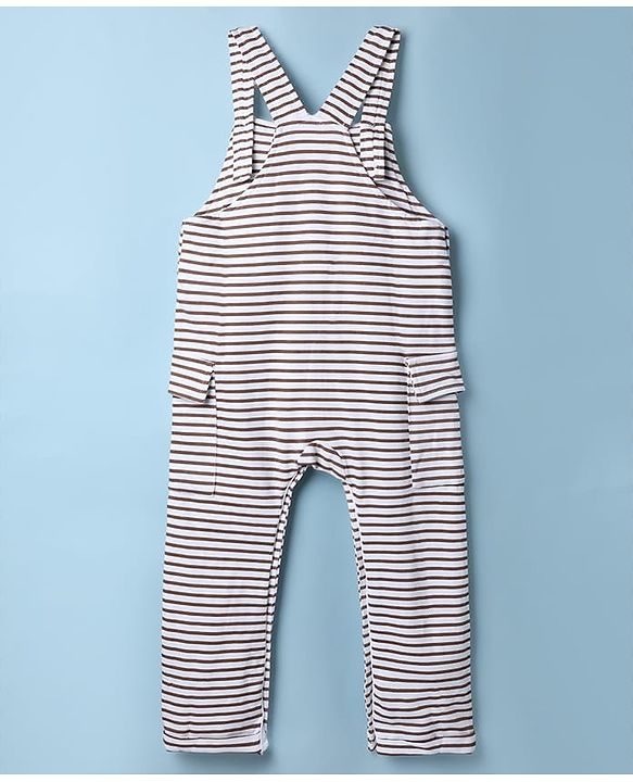 Babyhug Disney 100% Cotton Single Jersey Knit Full Sleeves Dungaree and Tee with The Lion King Graphic Print & Patch - White