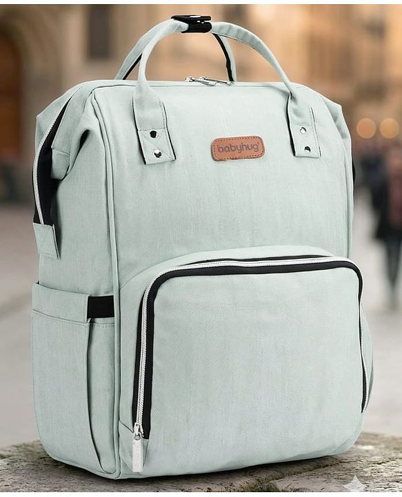 Babyhug Spacious and Multifunctional Denim Diaper Backpack - Safari Green| Wide Fish Mouth Opening| Insulated Feeding Bottle Pouches| Wipes Dispenser| Easy Access Back Opening