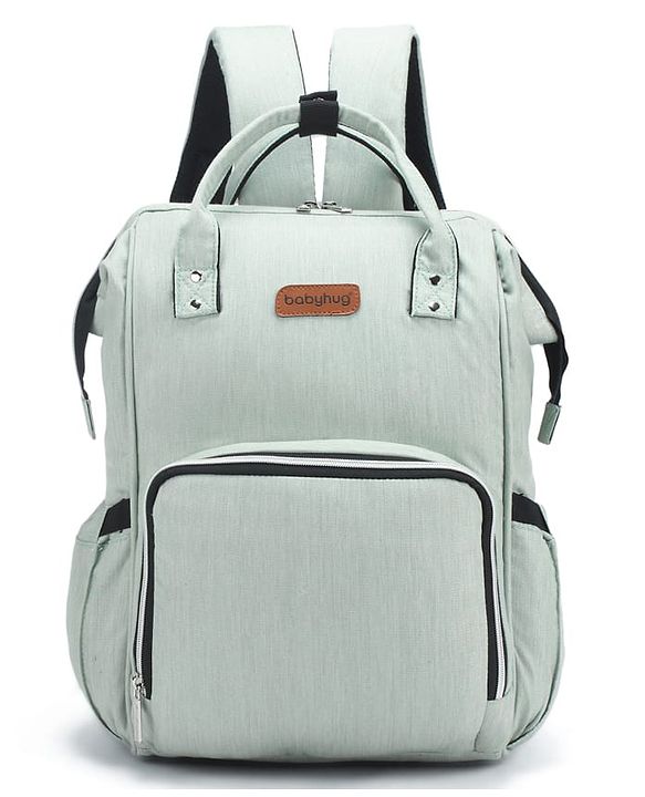 Babyhug Spacious and Multifunctional Denim Diaper Backpack - Safari Green| Wide Fish Mouth Opening| Insulated Feeding Bottle Pouches| Wipes Dispenser| Easy Access Back Opening