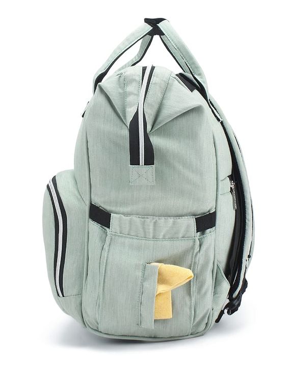 Babyhug Spacious and Multifunctional Denim Diaper Backpack - Safari Green| Wide Fish Mouth Opening| Insulated Feeding Bottle Pouches| Wipes Dispenser| Easy Access Back Opening