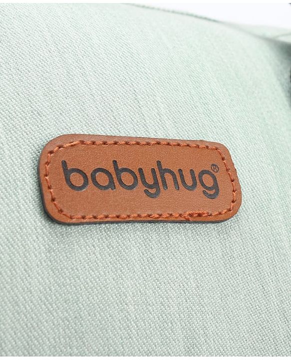 Babyhug Spacious and Multifunctional Denim Diaper Backpack - Safari Green| Wide Fish Mouth Opening| Insulated Feeding Bottle Pouches| Wipes Dispenser| Easy Access Back Opening