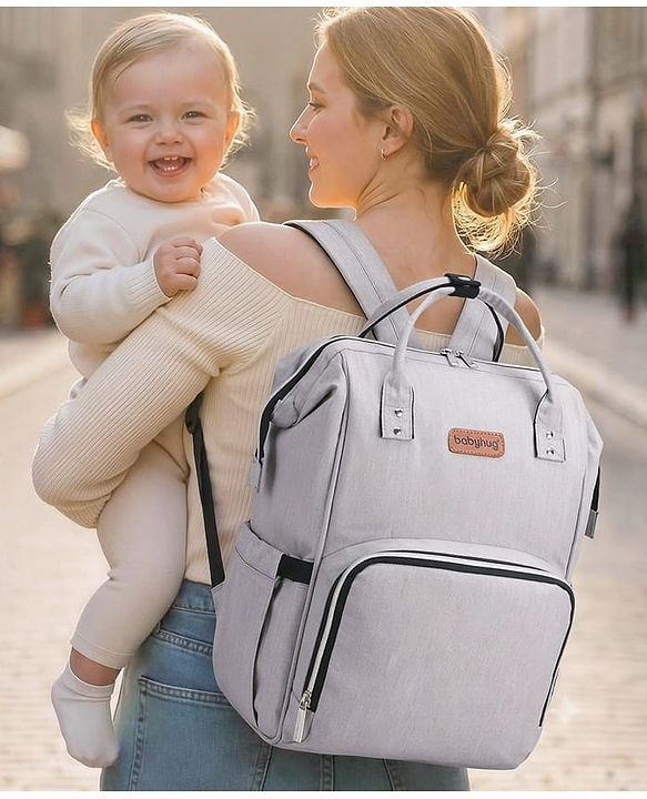 Babyhug Spacious and Multifunctional Denim Diaper Backpack - Safari Green| Wide Fish Mouth Opening| Insulated Feeding Bottle Pouches| Wipes Dispenser| Easy Access Back Opening