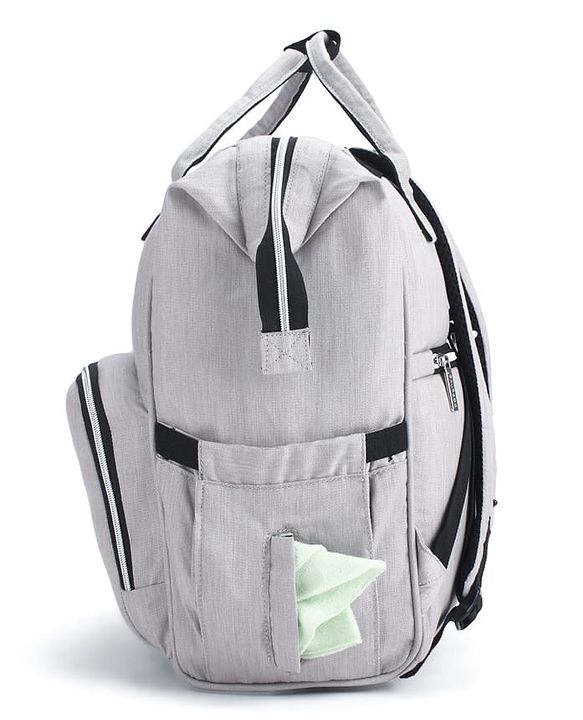 Babyhug Spacious and Multifunctional Denim Diaper Backpack - Safari Green| Wide Fish Mouth Opening| Insulated Feeding Bottle Pouches| Wipes Dispenser| Easy Access Back Opening