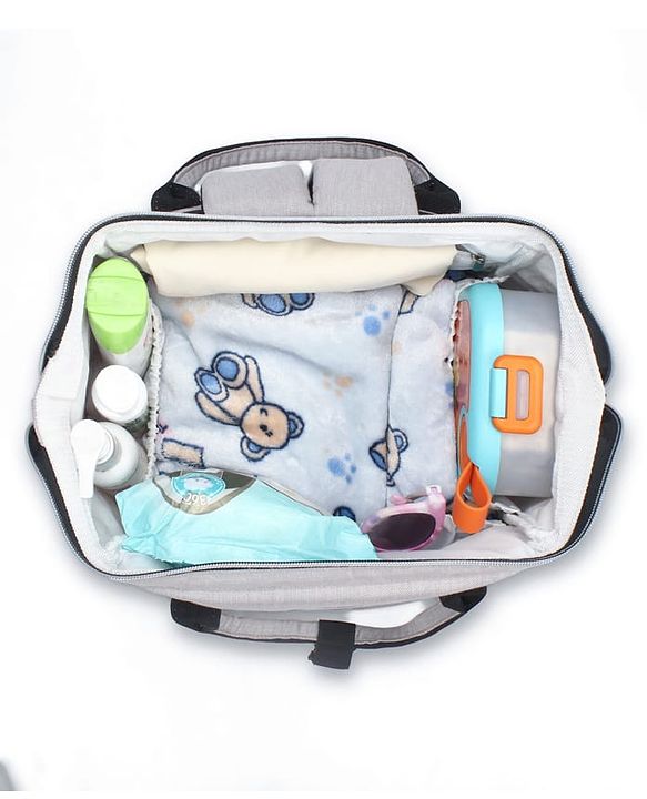 Babyhug Spacious and Multifunctional Denim Diaper Backpack - Safari Green| Wide Fish Mouth Opening| Insulated Feeding Bottle Pouches| Wipes Dispenser| Easy Access Back Opening