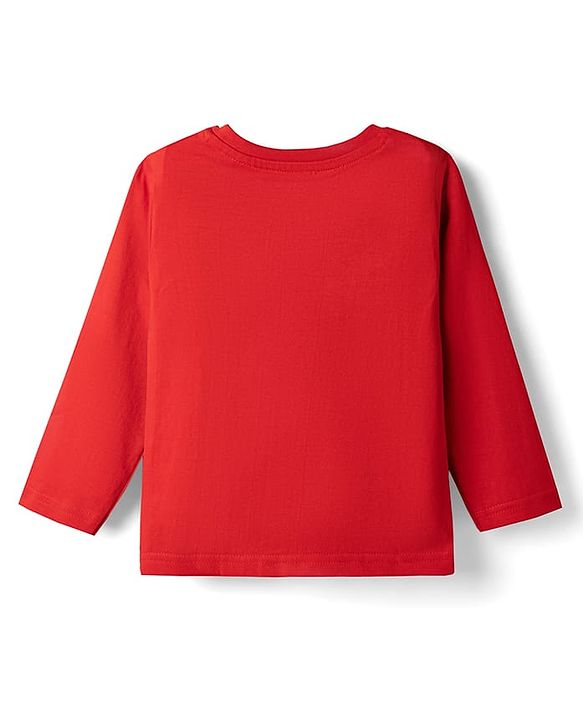 Babyhug Disney Single Jersey Full Sleeves T-shirt With Mickey Mouse Graphic - Red