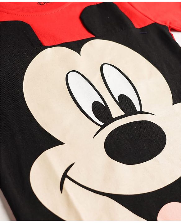 Babyhug Disney Single Jersey Full Sleeves T-shirt With Mickey Mouse Graphic - Red