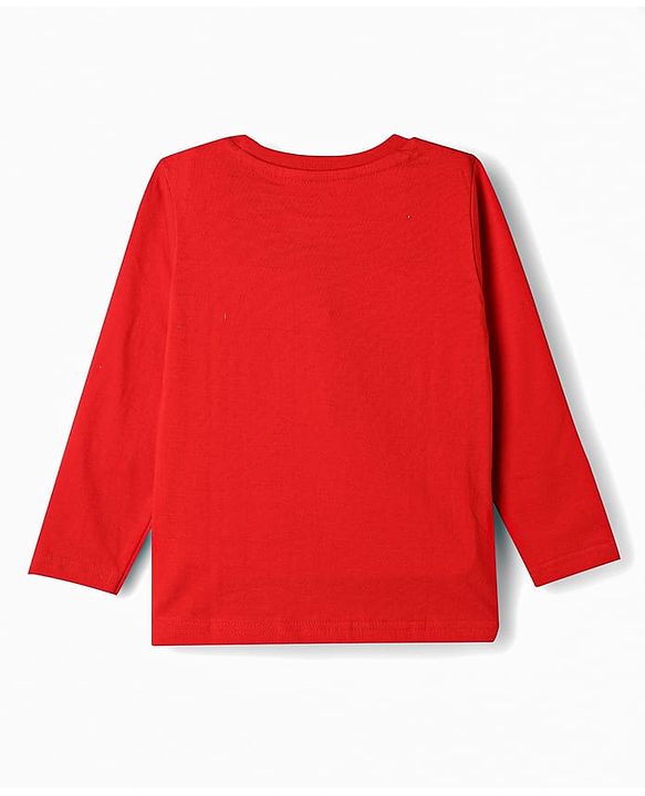 Babyhug Disney Single Jersey Full Sleeves T-shirt With Mickey Mouse Graphic - Red